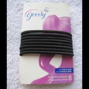 8 Goody Dori Ponytailers Black Elastic With Metal Bands For Thick Hair 2009